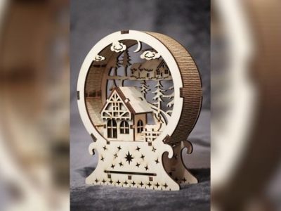 Wooden Multilayer Lamp Wooden New Years Lamp Decoration Laser Cut Vector