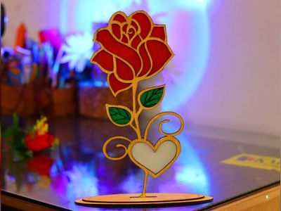 Valentines Day Wooden Flower Gift Idea Flower Vase Stand Vector File