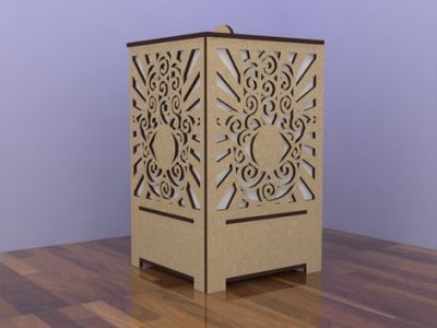 Wooden Engraved Table Lamp CDR Vectors File