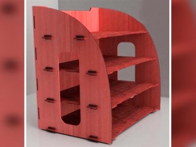 Wooden Office File Rack Desk Organizer Shelf DXF and CDR File