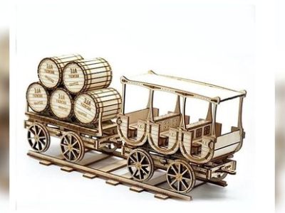 3D Wooden Puzzle Locomotive Model Wooden Train Layout CDR File