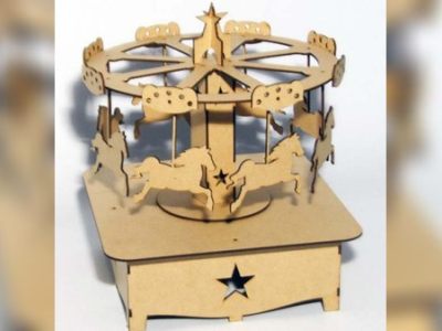 Wooden 3D Puzzle Horse Swing for Kids Room Decor Element 3mm Vector File
