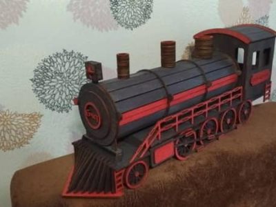 3D Wooden Locomotive Train Bottle Box Vector File