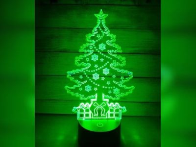 CNC Laser Cut Acrylic Christmas Tree Night Light