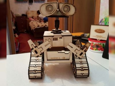 Wall E 3D Puzzle, Wooden 3D Tank Toy CDR