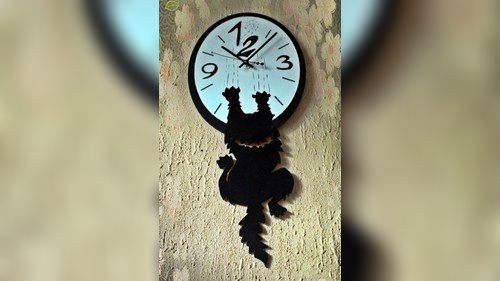 Cat Climb on Clock Template CDR File CDR Laser Cut & Engraving File ...