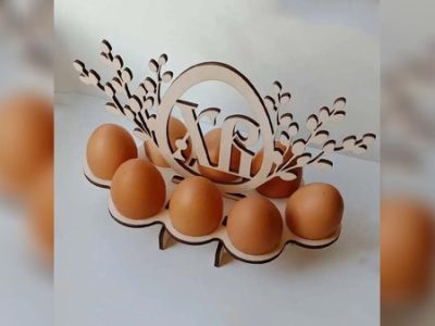 Wooden Decorative Easter Stand Egg Display Holder CDR and DXF File