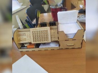 Wooden Pen Holder Office Desk Organizer