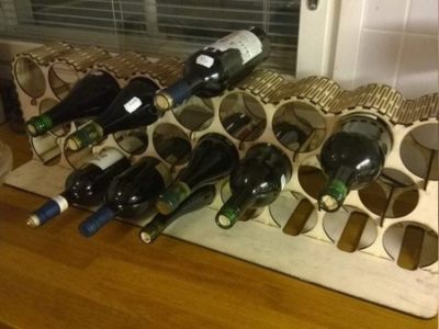 Large Plywood Wine Rack Bottle Stand Vector File