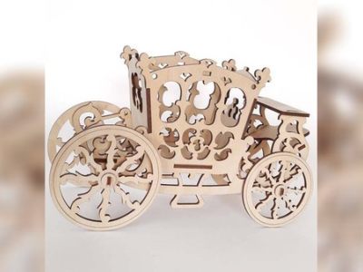 Carriage Candy Cart Sweet Display Stand Laser Cut CDR and DXF Vector File