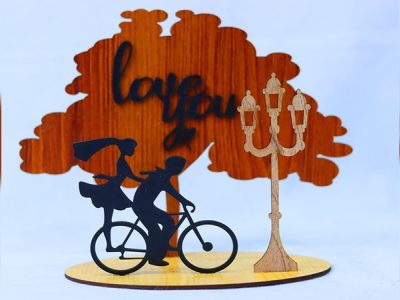 Happy Valentines Day Gift Couple Cycling Love Stand Decor Vector File