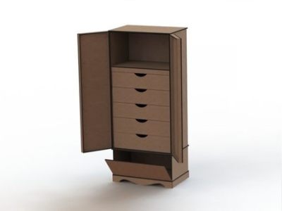 Wooden Organizer Cabinet with Shelves CDR File