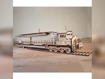 3D Wooden Puzzle Locomotive Model 3D Train Toy Model CDR and DXF File