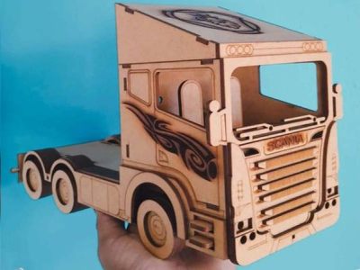 Wooden Truck Model Kit 3D Puzzle Toys Template Vector File