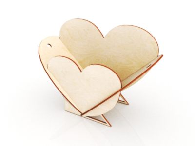 Heart Shape Flower Basket Laser Cutting Template 3mm