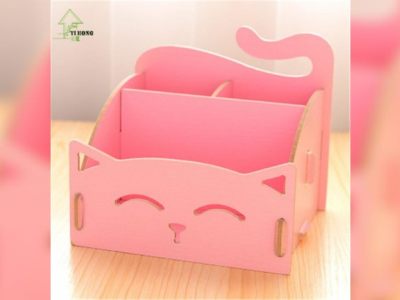 Cute Cat Desktop Storage Box Organizer Pen Holder