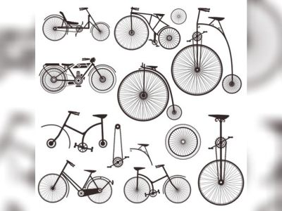 Silhouettes Of Retro Bicycles