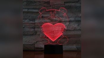 Teddy Bear Heart 3d Lamp