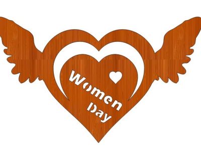 Wooden Wall Art Heart Wings International Womens Day 8 March