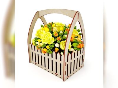 Wooden Fence Flower Basket
