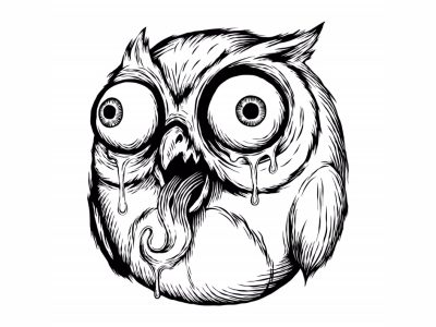 Creepy Hand-Drawn Owl Illustration