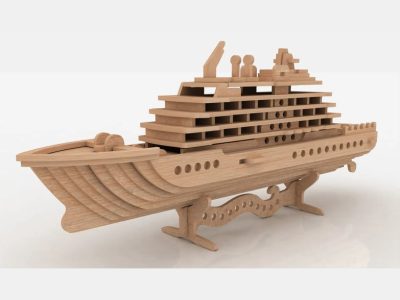 3D Cruise Ship Model with Base