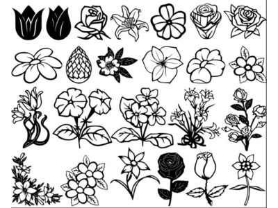Flowers and Roses Stencil Vector