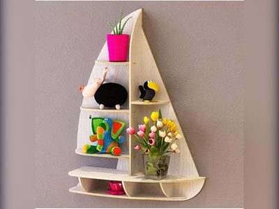 Boat Shaped Wall Mounted Shelf for Storage and Decoration