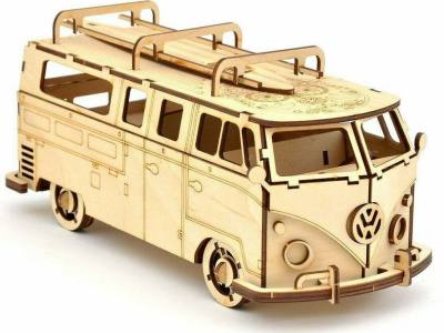 Wooden Model Van Carrying a Surfboard