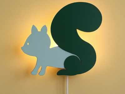 Wooden Squirrel Night Light for Baby Nursery Wall Lamp