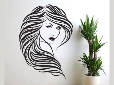 Lady Girl Woman Beauty Salon Wall Art Silhouette