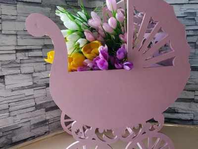 Baby Carriage Flower Basket