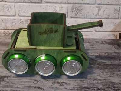 Plywood Tank Beer Can Holder