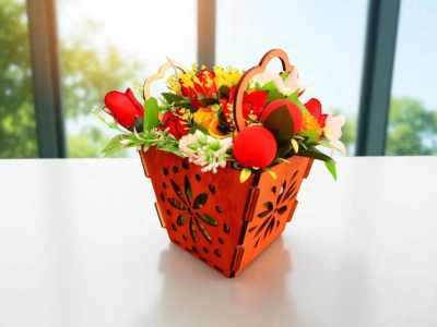 Decorative Flower Basket with Handle