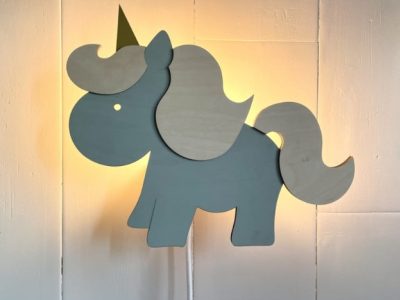 Wooden Unicorn Night Light Lamp