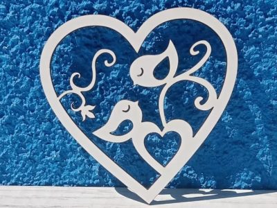 Wooden Love Birds Heart Decoration