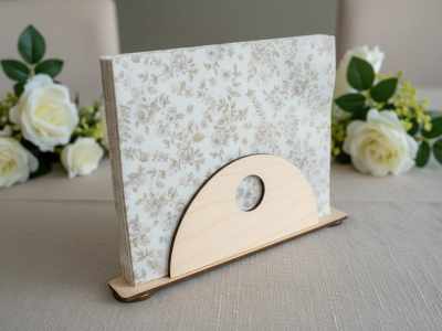 Semi Oval Wooden Napkin Holder