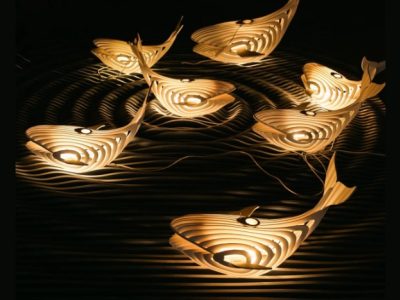 Multi-Layer Wooden Whale Lamp
