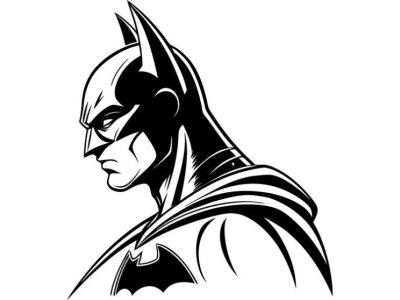 Batman Black and White Vector Graphic