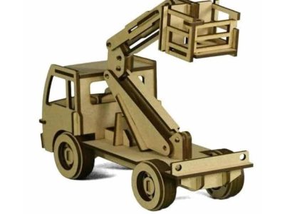 Wooden Mini Cherry Picker Truck Toy Puzzle Kit