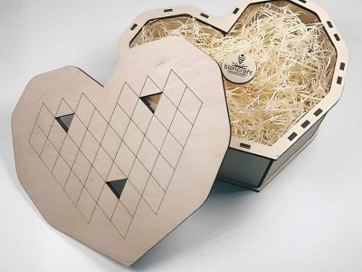 Plywood Heart Gift Box with Lid