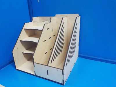 Wooden File Folder Rack with Shelves Desk Organizer