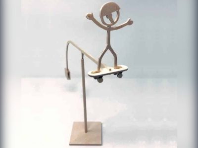 Wooden Balancing Skateboard Guy