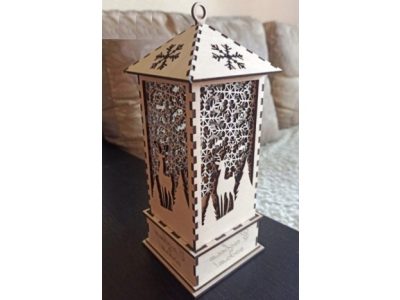 Decorative Wooden Christmas Lantern Night Light Lamp