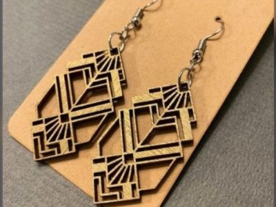 Wood Art Deco Earrings