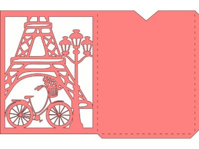 Paris Card with Eiffel Tower and Bicycle