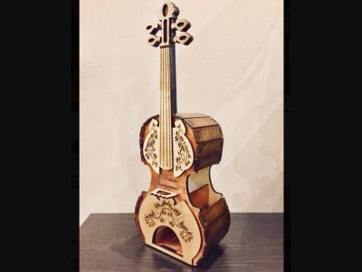 Wooden Violin Tea Bag House Laser Cut Design