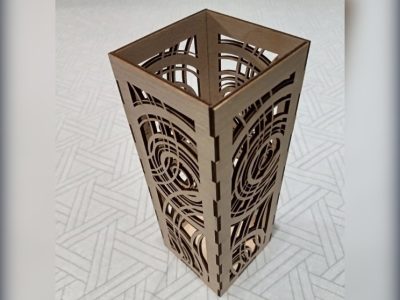 Wooden Candle Holder with Intricate Geometric Pattern