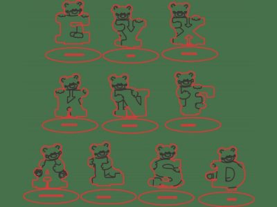 Bear Decorated Alphabet Letters with Stand