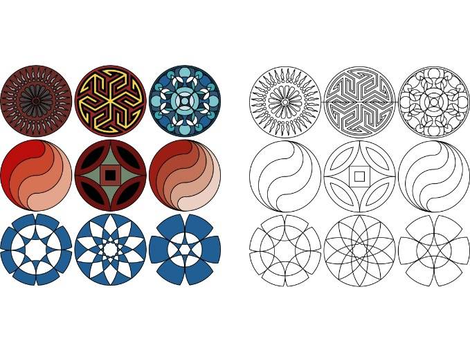 Vector Controller Stand Free Simple Circular Patterns Collection CDR Laser Cut & Engraving File ...